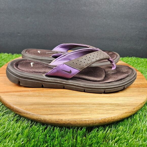 Nike Comfort Footbed Women's Size 8 Thong Sandals Flip Flops Brown Purple - Picture 1 of 13